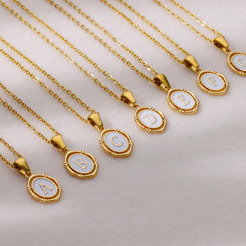 A-Z Letter Initial Enamel Neck - огляд і ціна Birth Flower Necklace