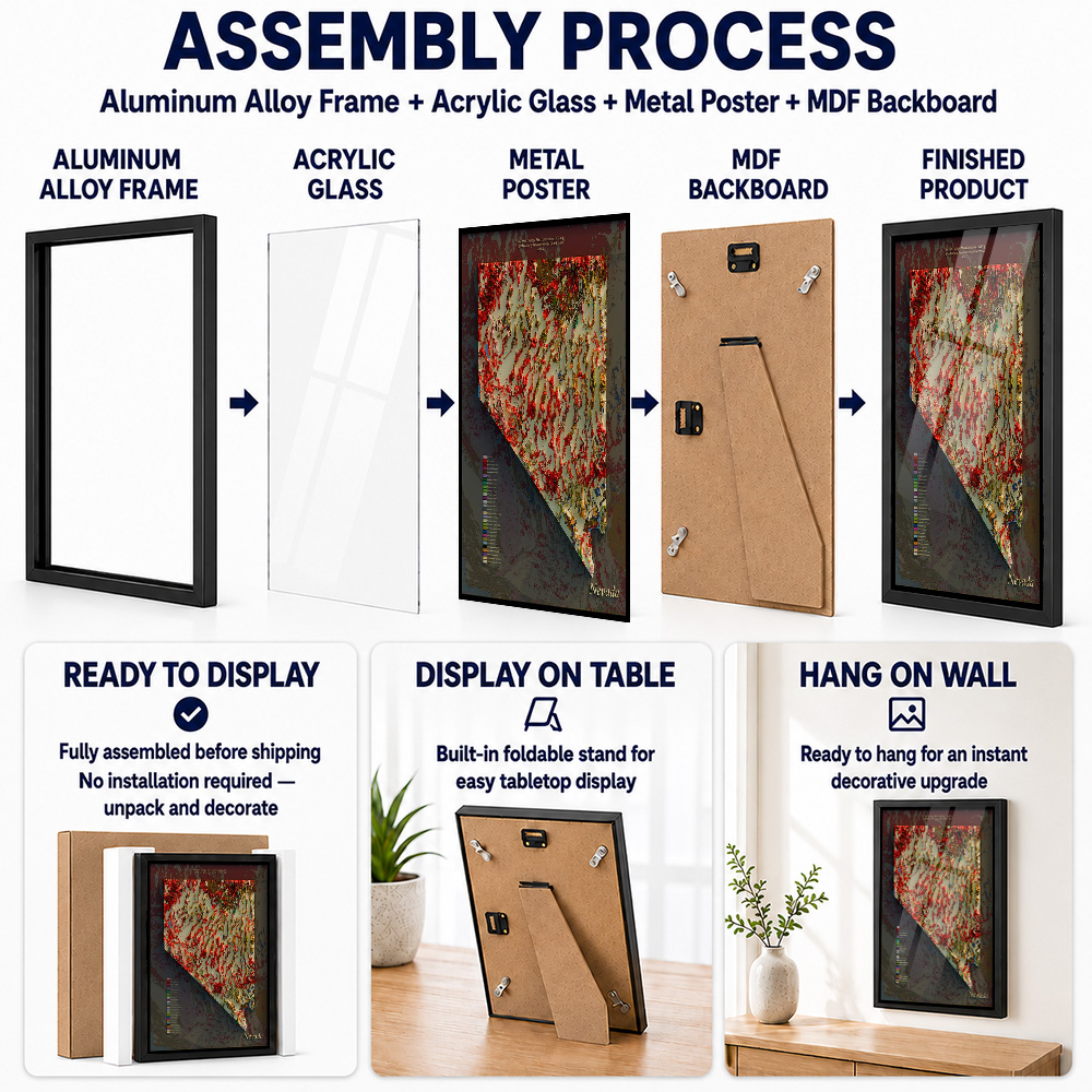 Nevada Geological Map Framed A - огляд і ціна Custom Map Poster